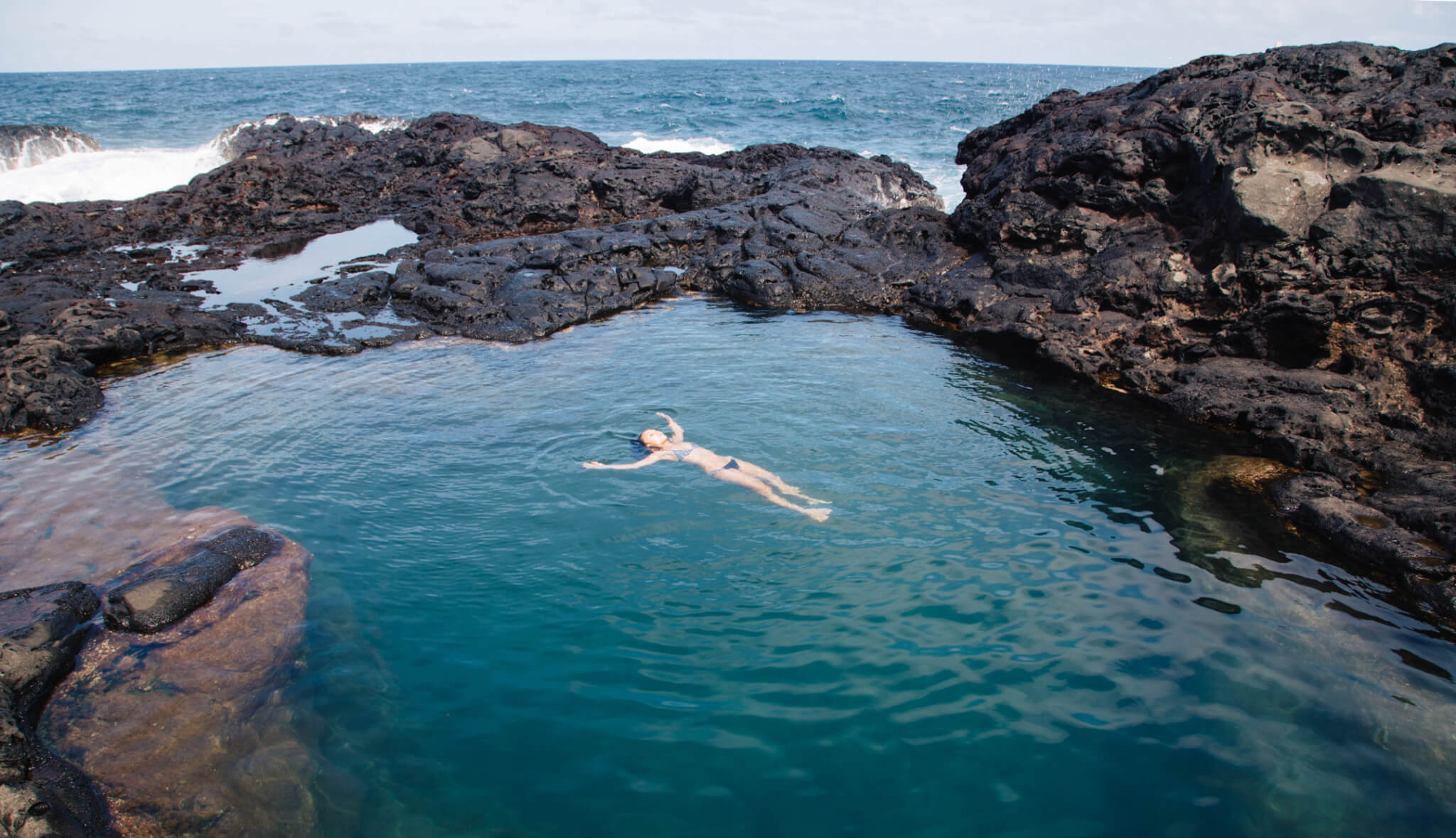 Swimming in the tide pools on Maui