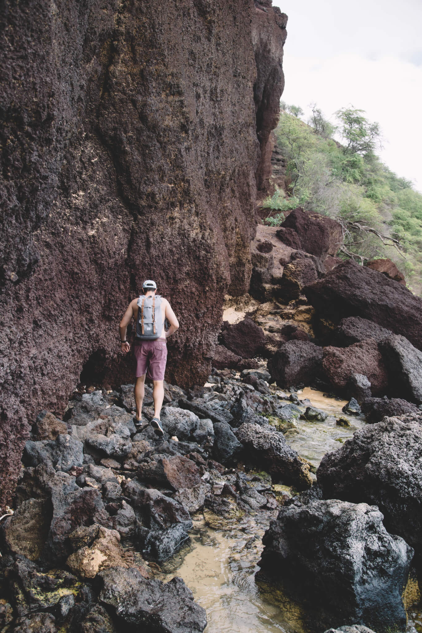 Adventure travel: the short hike between Big Beach and Little Beach in Makena, Hawaii on Maui