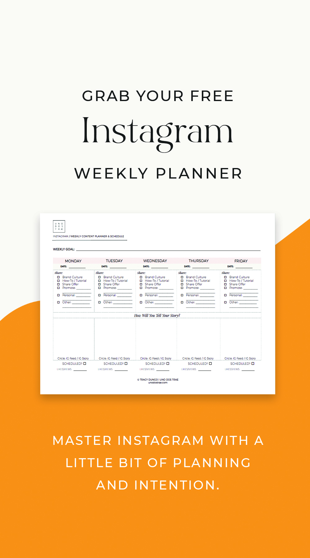Download the Weekly Content Planner for Instagram | Uno Dos Trae